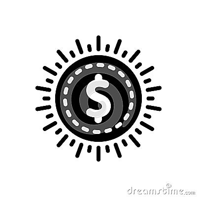 Black solid icon for Usd, money and currency Vector Illustration