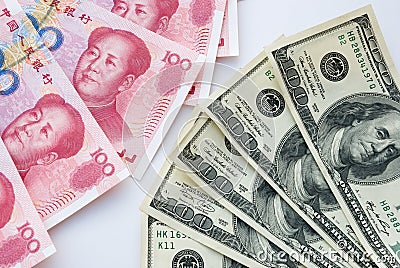 USD and RMB Stock Photo