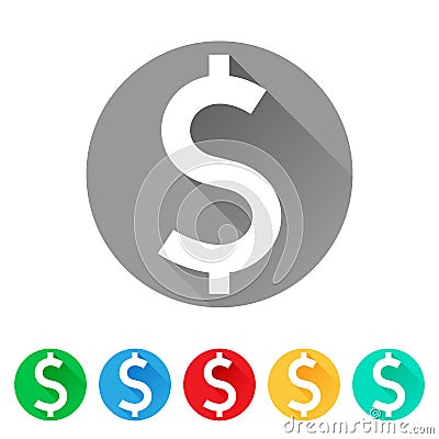 USD, Set of Dollar sign icons, currency symbol Vector Illustration