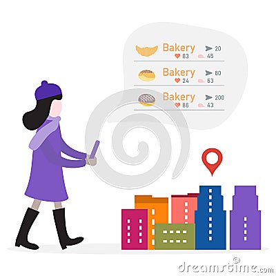 Use AR app to check information around customer Vector Illustration