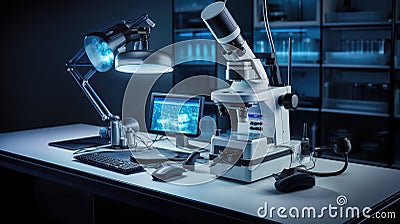 Use of artificial intelligence in medical laboratories for research and analysis. Stock Photo