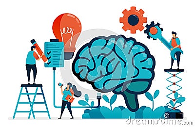 Use artificial intelligence to complete tasks. multitasking system in artificial brain. ideas and inspiration in managing tasks Vector Illustration