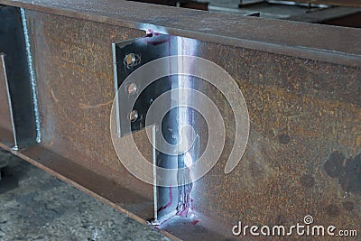 After use Developer spray into the welded to pull the liquid penetrate from the defect with process Penetrant Testing or Penetrati Stock Photo