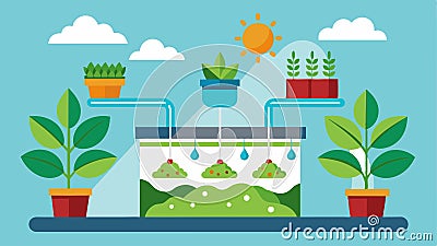 The use of hydroponic systems which eliminate soil and allow for precise control over nutrient levels for each plant Vector Illustration