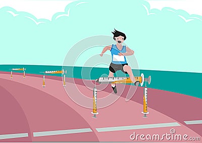 Use of Illegal Substance Just to Win in Sports Games with endurance. Editable Clip Art. Vector Illustration