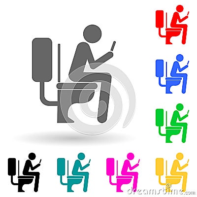 use the phone in the toilet multi color style icon. Simple glyph, flat of bad habbits icons for ui and ux, website or Stock Photo