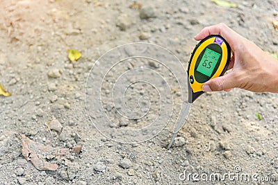 Use soil PH meter for check the PH Stock Photo