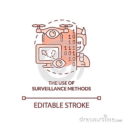 Use of surveillance methods red concept icon Vector Illustration