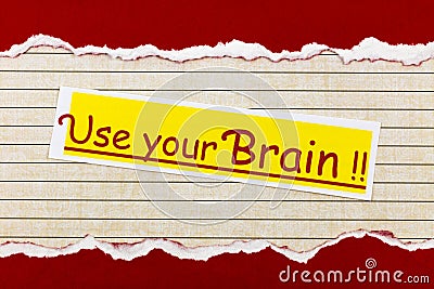 Use your brain genius head stop think plan ahead Stock Photo