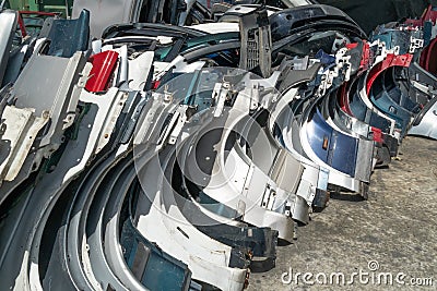 Used auto parts for sale and recycling Stock Photo