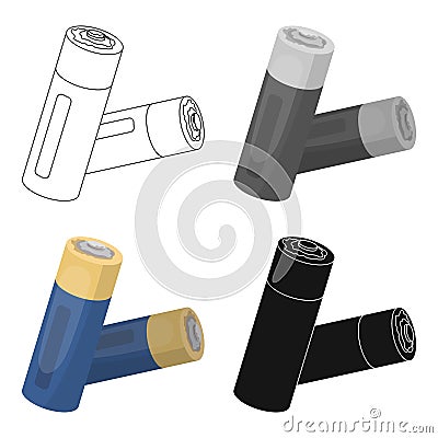 Used batteries icon in cartoon style isolated on white background. Trash and garbage symbol stock vector illustration. Vector Illustration