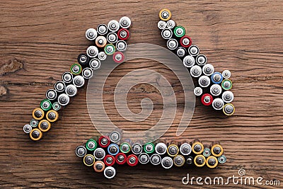 Used Batteries Recycling Stock Photo