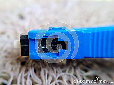 A used blue wifi cable that is no longer Stock Photo
