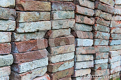 Used bricks stacked Stock Photo