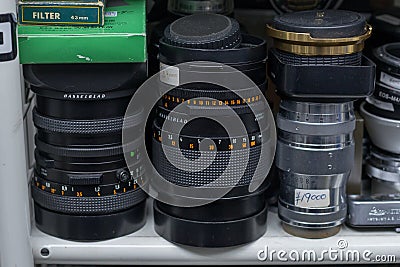 Used camera in a shop at Akihabara area Japan Editorial Stock Photo