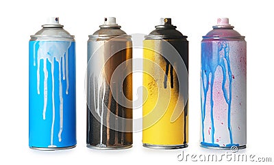 Used cans of spray paint Stock Photo