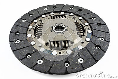 Used car clutch with damper springs and friction linings, isolated on a white background. Stock Photo