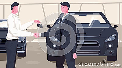 Used Car Dealership Composition Vector Illustration