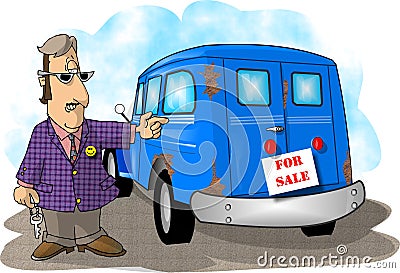 Used car sales Cartoon Illustration