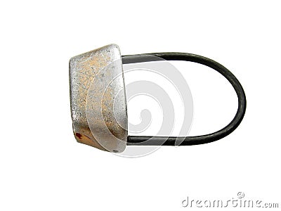 Used climbing belay device Stock Photo