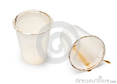 Used coffee cups Stock Photo