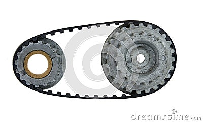 Used cogwheel with belt Stock Photo