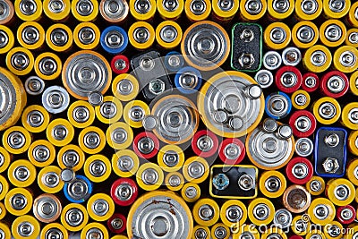 Used Dead Batteries - Hazardous Waste Stock Photo