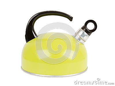 Used green kettle, isolated Stock Photo