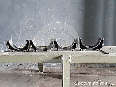 Conduit spacer for pipes Stock Photo