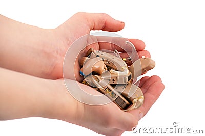 Used hearing aids Stock Photo