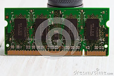 Used laptop memory module SO-DIMM close-up on a white background Stock Photo