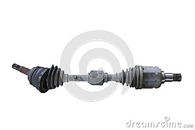 Used Left Axle shaft, drive shaft, Isolated white background with clipping paths Stock Photo