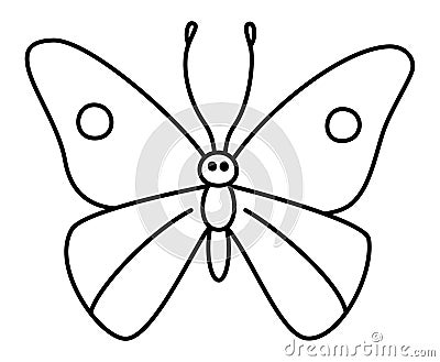 Butterfly - Isolated Black Line Drawing Vector Illustration