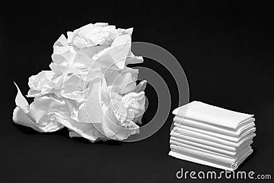 Used and new tissues. Concept of sick, flu and cold, crying, untidy, masturbation. Stock Photo