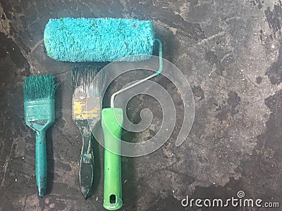 Used painting tools Stock Photo