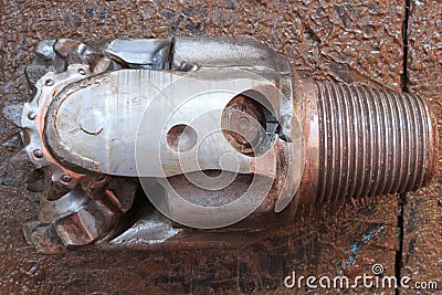 Used Rock (Tri-Cone) Bit for Oil and Gas Well Drilling Stock Photo