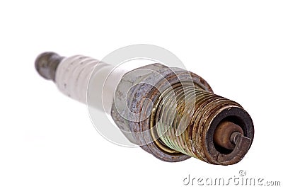 Used rusted spark plug Stock Photo