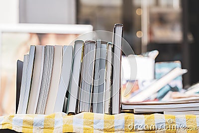 Used second hand books on a book market Stock Photo