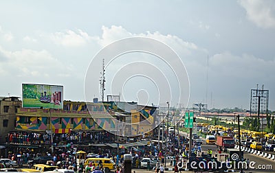 Used Taxi vehicles for sale at the market in Oshodi Editorial Stock Photo