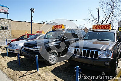 Used trucks and cars for sale Stock Photo