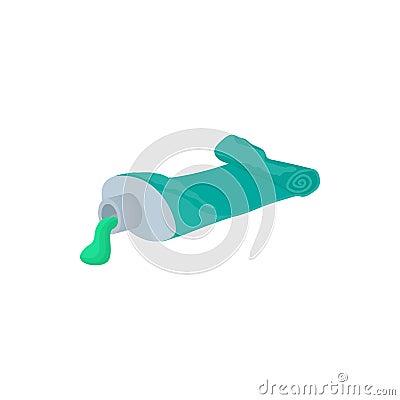 Used tube of toothpaste icon, cartoon style Vector Illustration