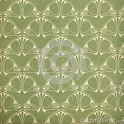 Used vintage wallpaper in green Stock Photo