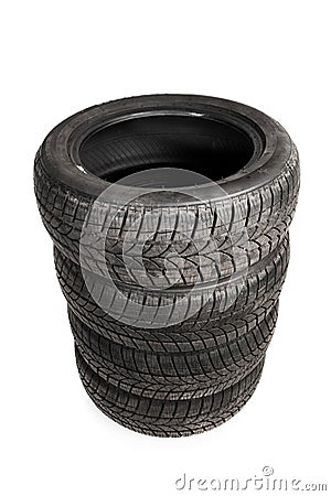 Used winter tires Stock Photo