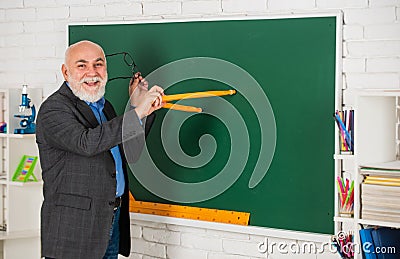 Useful knowledge. Education trends. Adaptive learning systems use data adjust learning individual scale. Senior Stock Photo