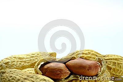 Useful peanut, close-up, isolated on white background Stock Photo