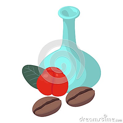 Useful product icon isometric vector. Decanter barbados cherry and coffee bean Vector Illustration