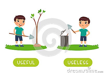 USEFUL and USELESS antonyms word card vector template. Flashcard Stock Photo