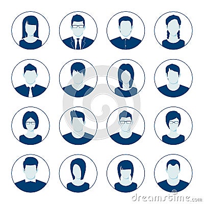 User account avatar. User portrait icon set. Businessman portrait silhouette. Default Avatar Profile Icon Set Vector Illustration