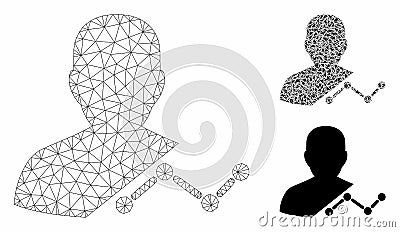 User Analytics Vector Mesh 2D Model and Triangle Mosaic Icon Vector Illustration