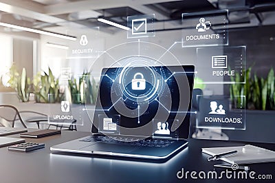 User authentication system with username and password, cybersecurity concept,lobal network security technology, business people Stock Photo